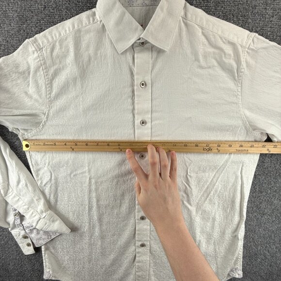 Robert Graham Geometric Medium White Mens Long Sleeve Button Up Bold Shirt Adult - Picture 6 of 14